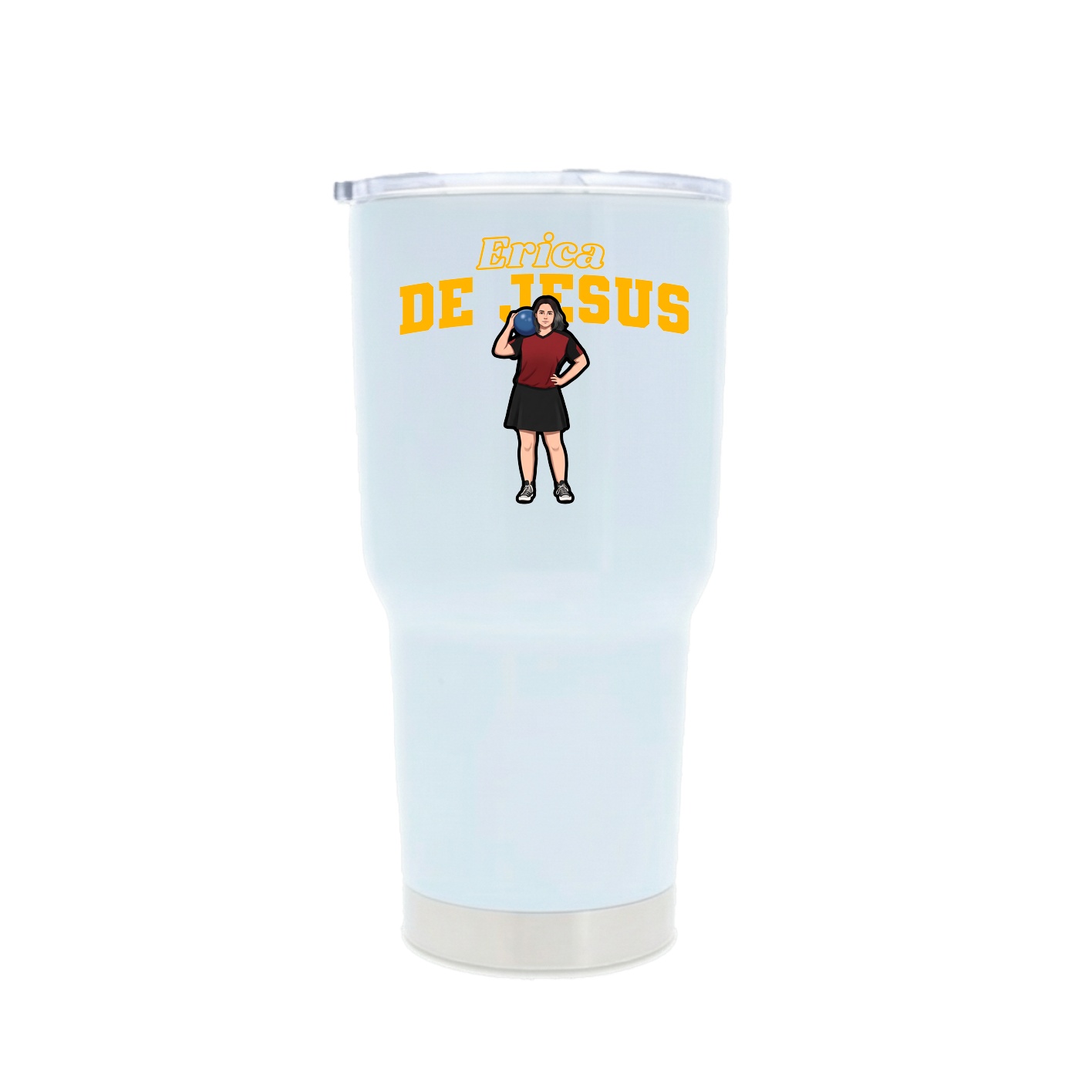 30oz Stainless Steel Tumbler — Name Arch in White