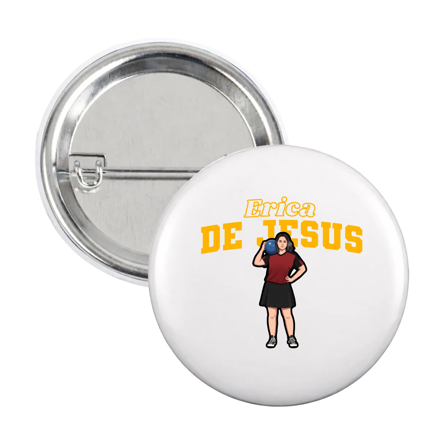 Game Day Button — Name Arch in White