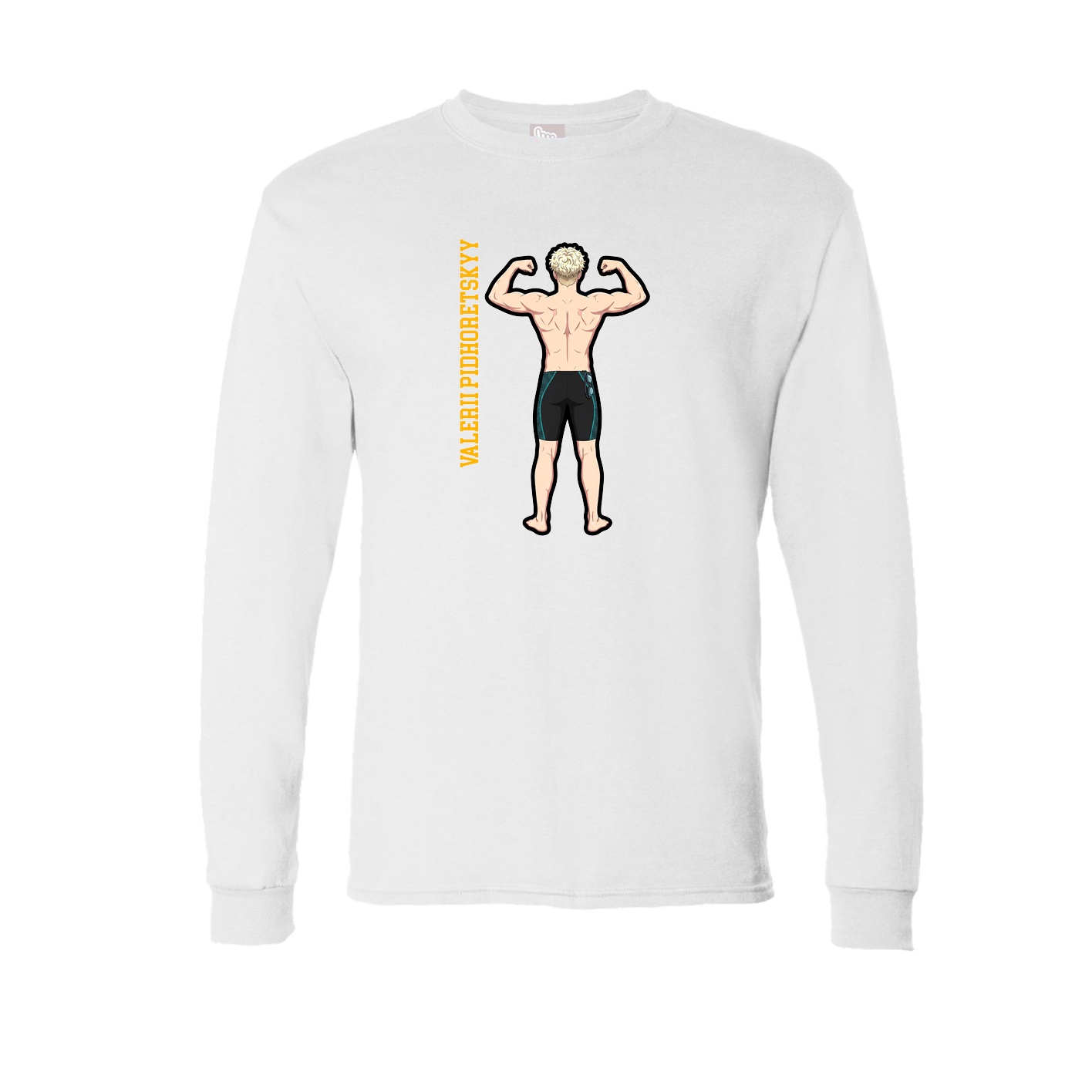 Long Sleeve Tee — Name Vertical in White