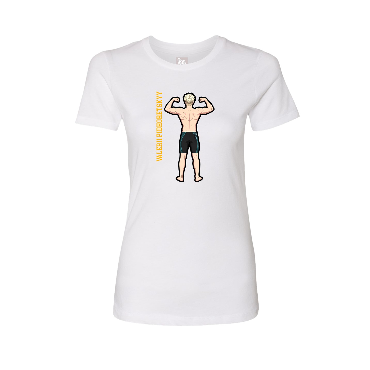Fitted Women's Tee — Name Vertical in White