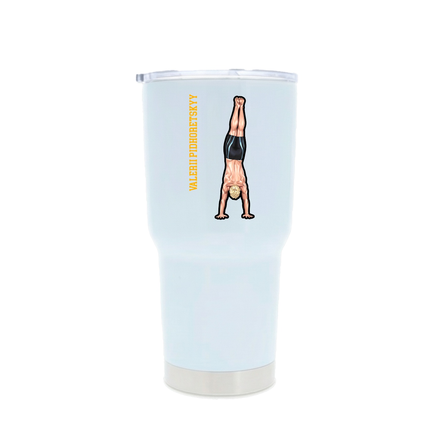 30oz Stainless Steel Tumbler — Name Vertical in White