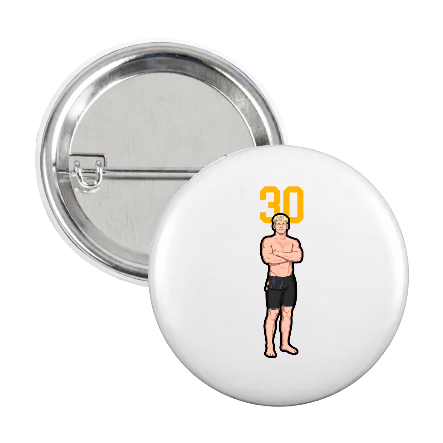 Game Day Button — Number Top in White