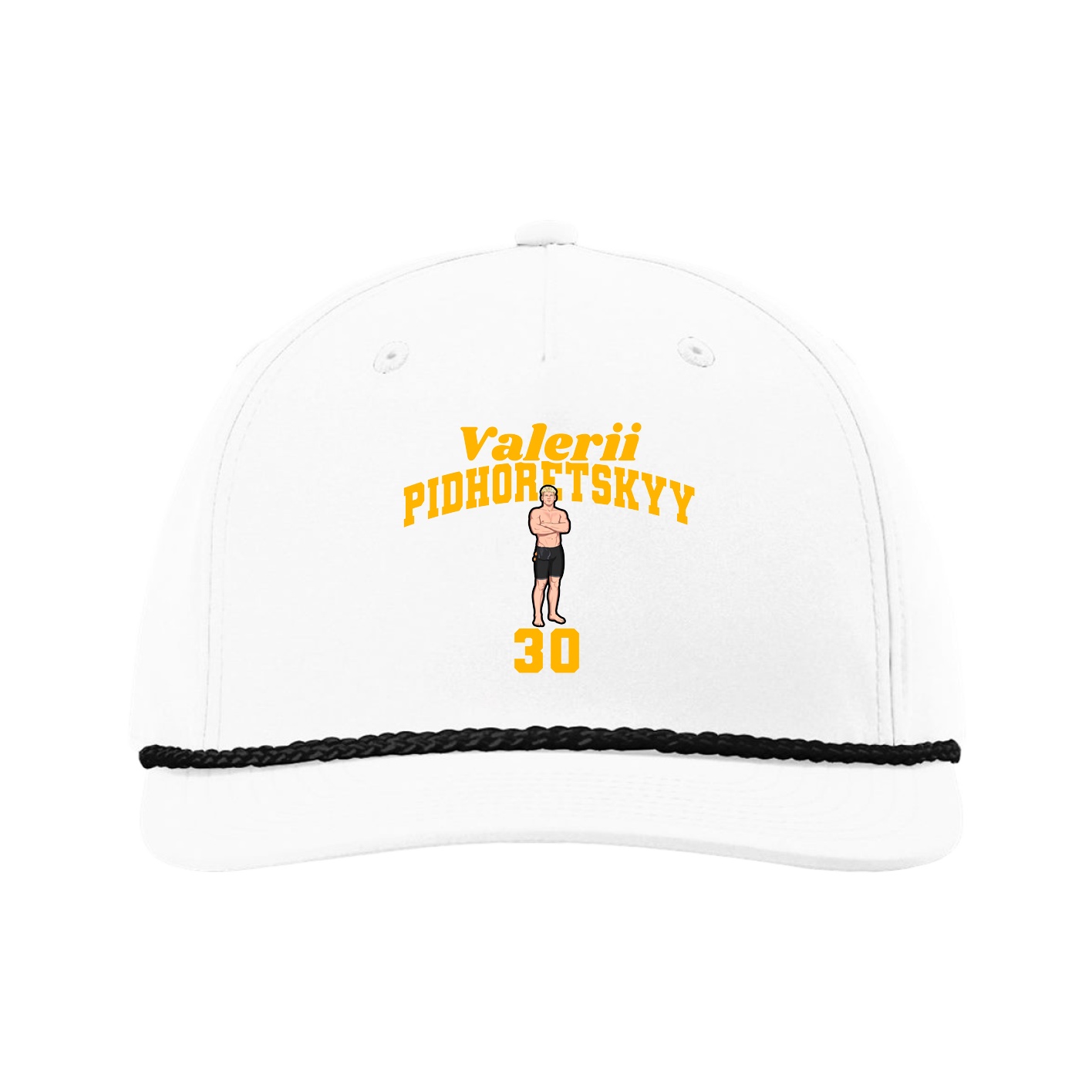 Five-Panel Classic Rope Cap — Signature Arch in White