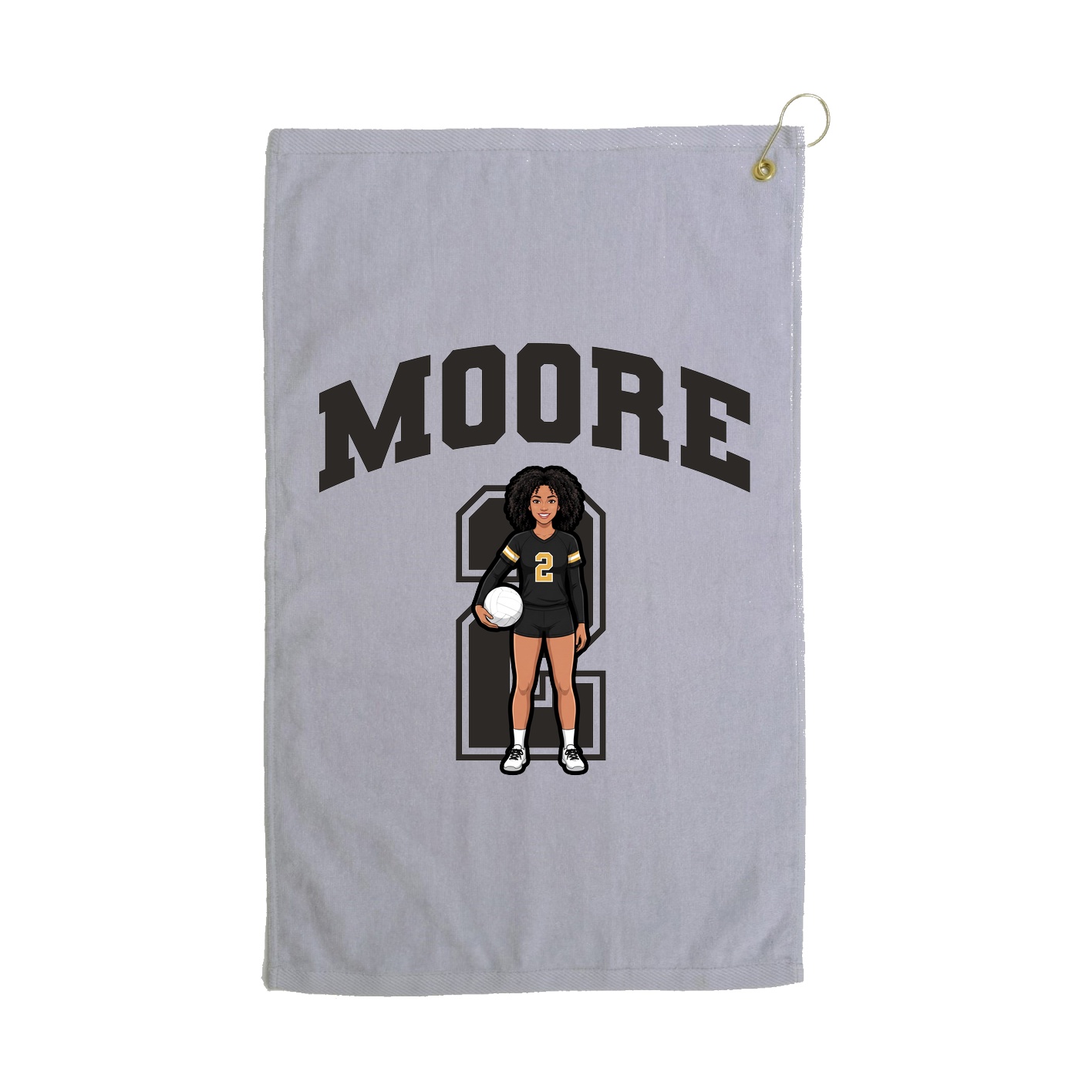 Golf Towel — Number in Grey