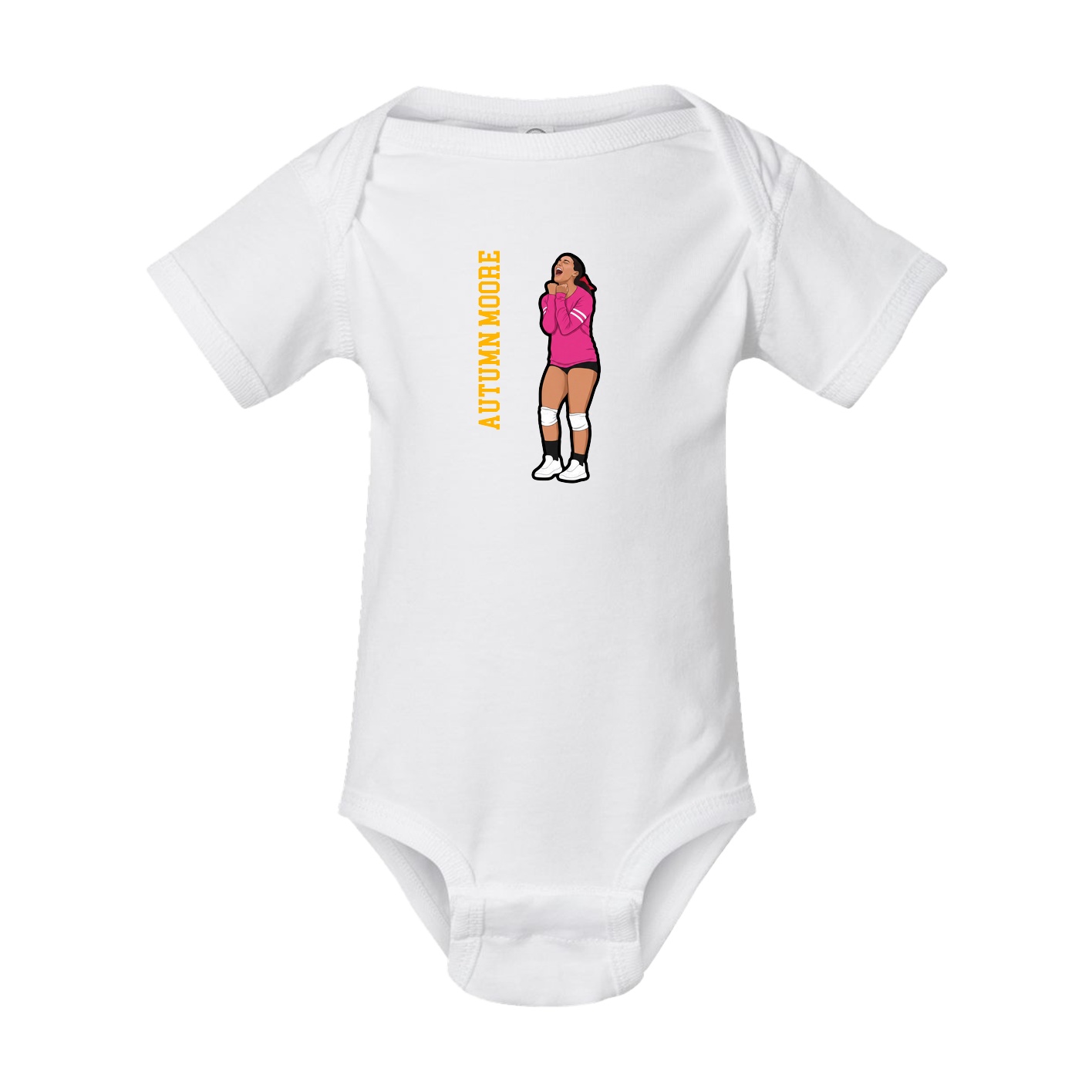 Baby Onesie — Name Vertical in White