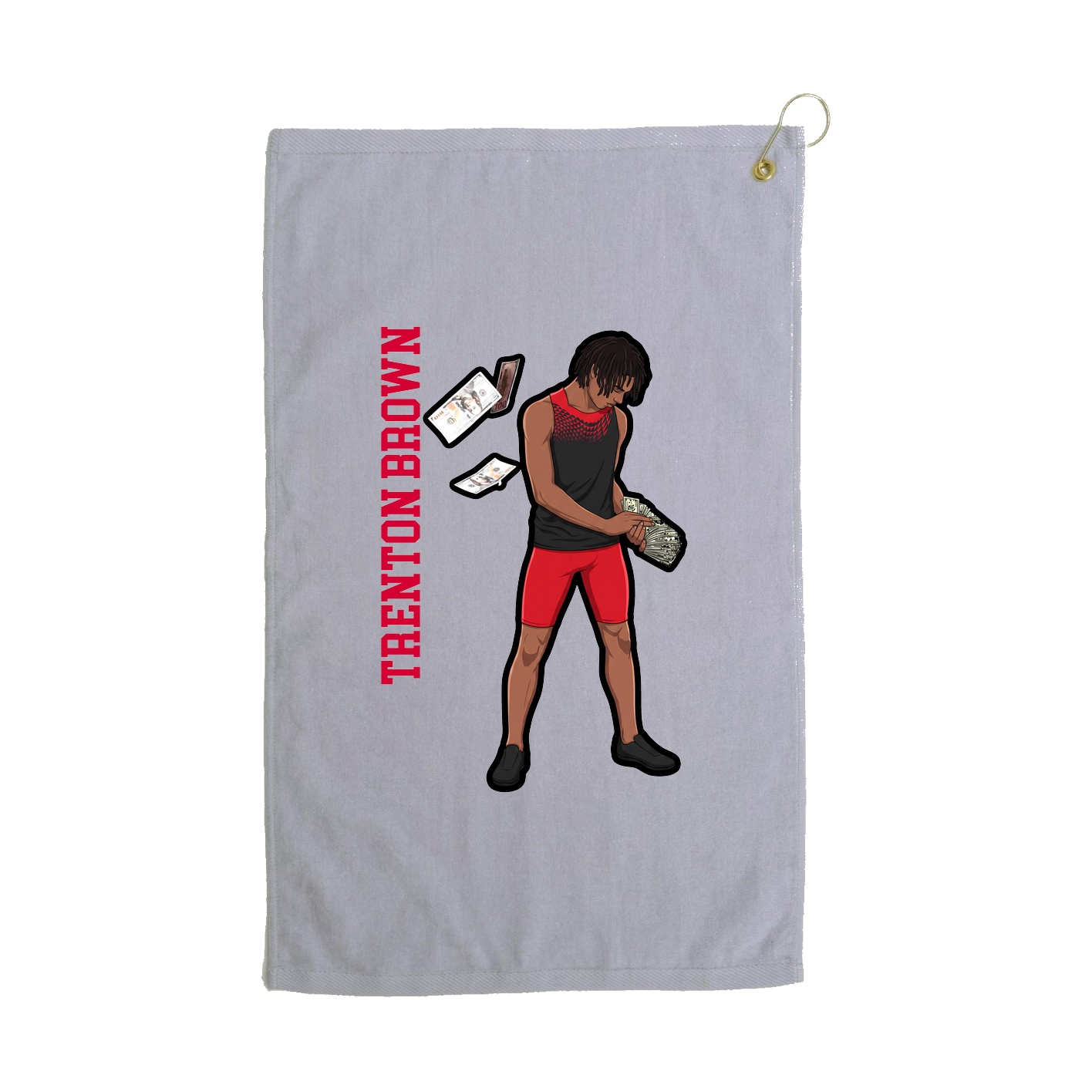 Golf Towel — Name Vertical in Grey