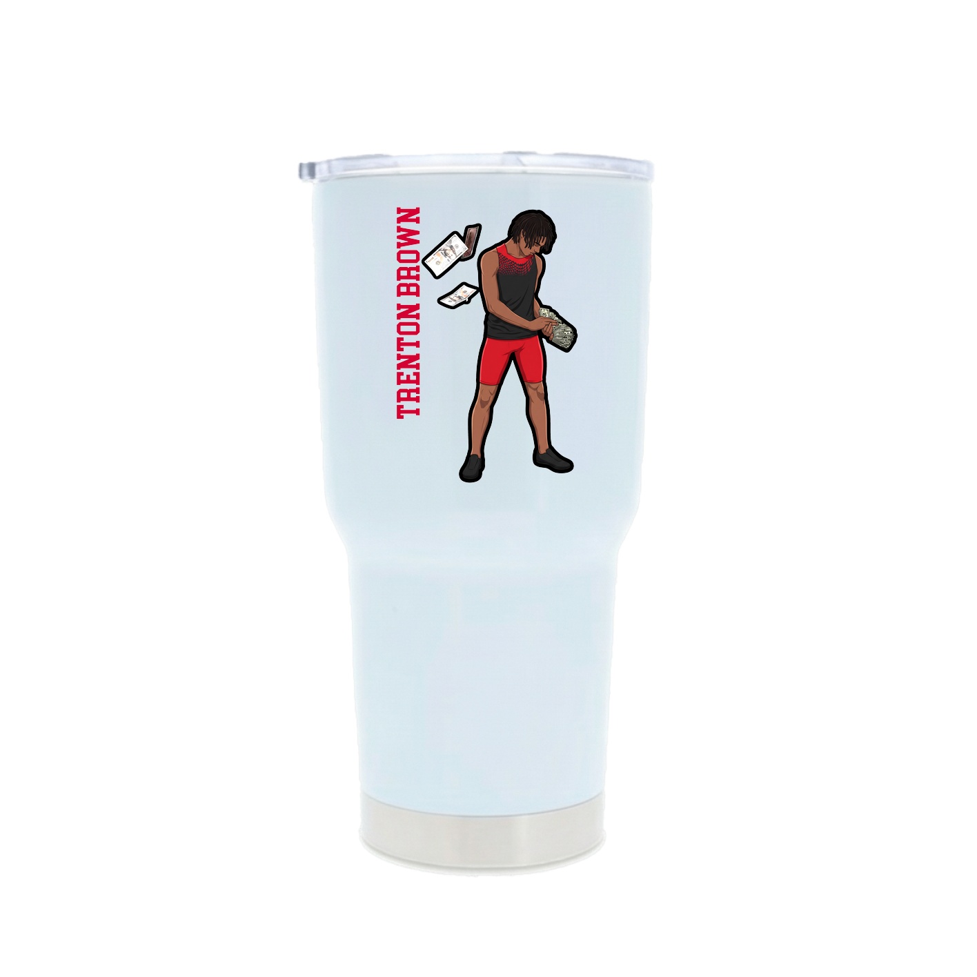 30oz Stainless Steel Tumbler — Name Vertical in White