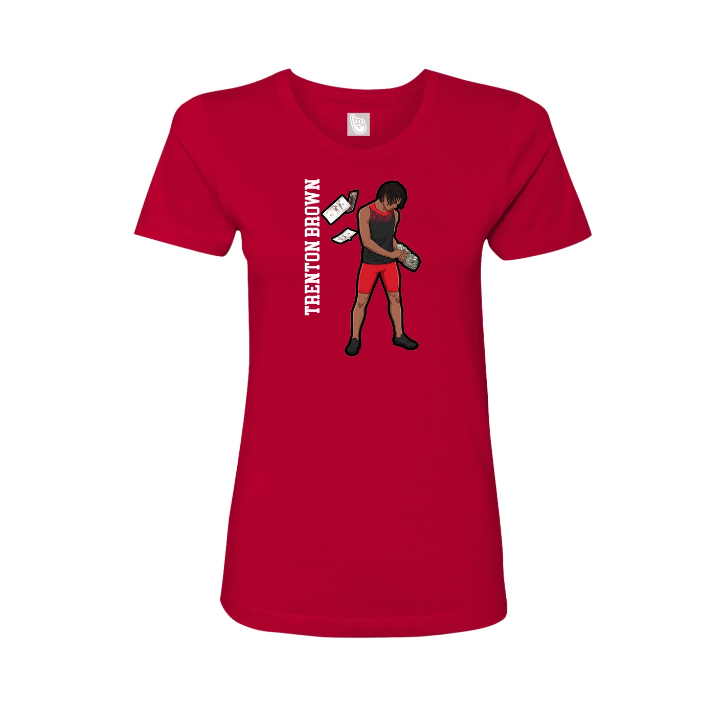 Womens Tee — Name Vertical in Red