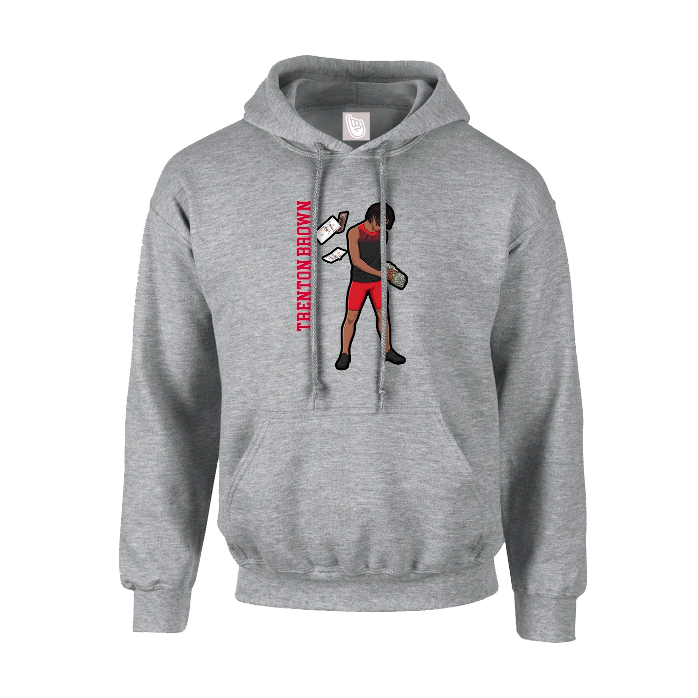 Hoodie — Name Vertical in Grey