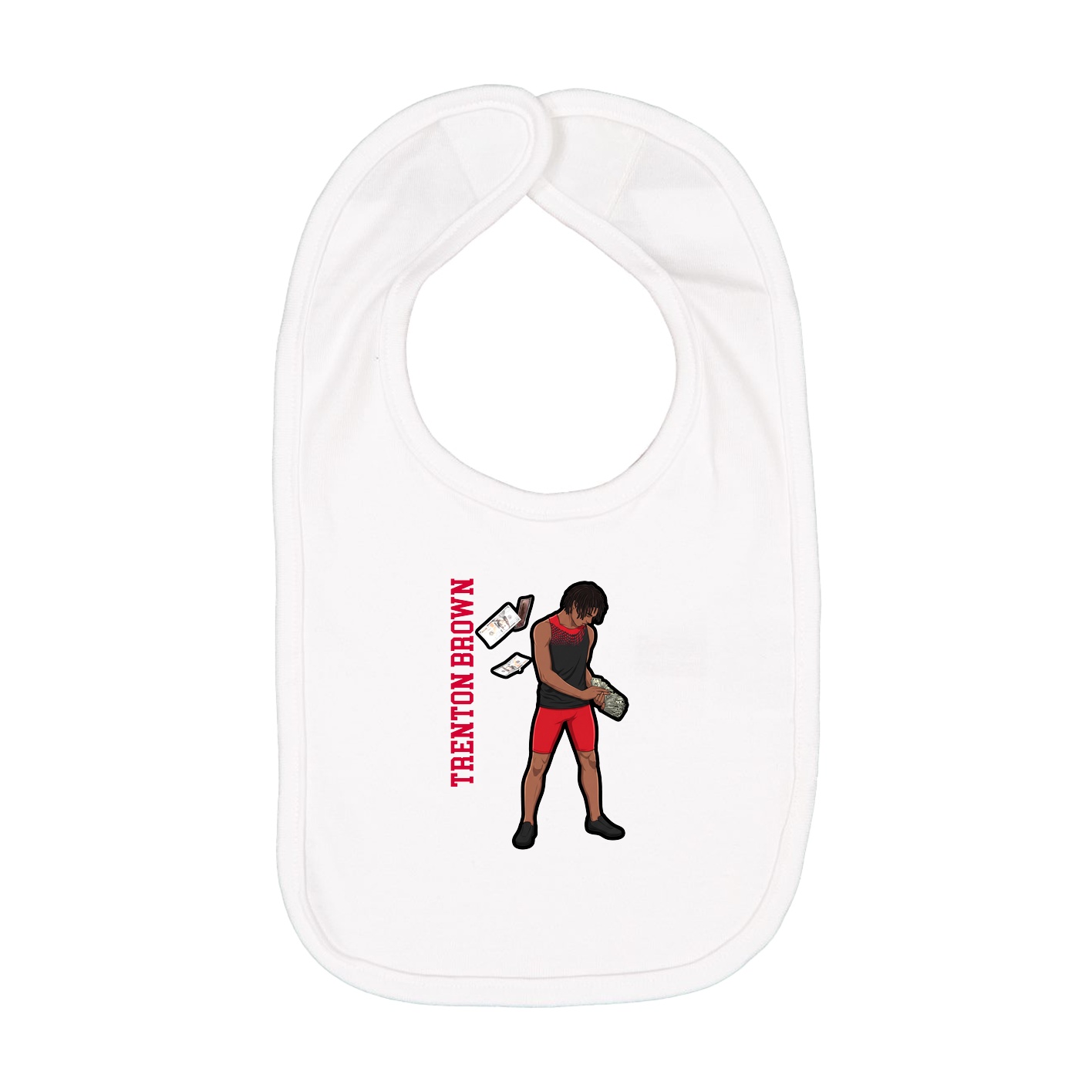 Infant Bib — Name Vertical in White