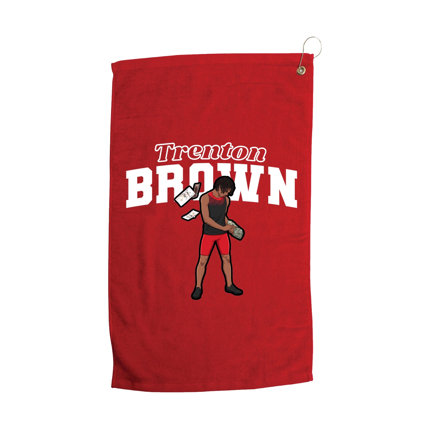 Golf Towel — Name Arch in Red