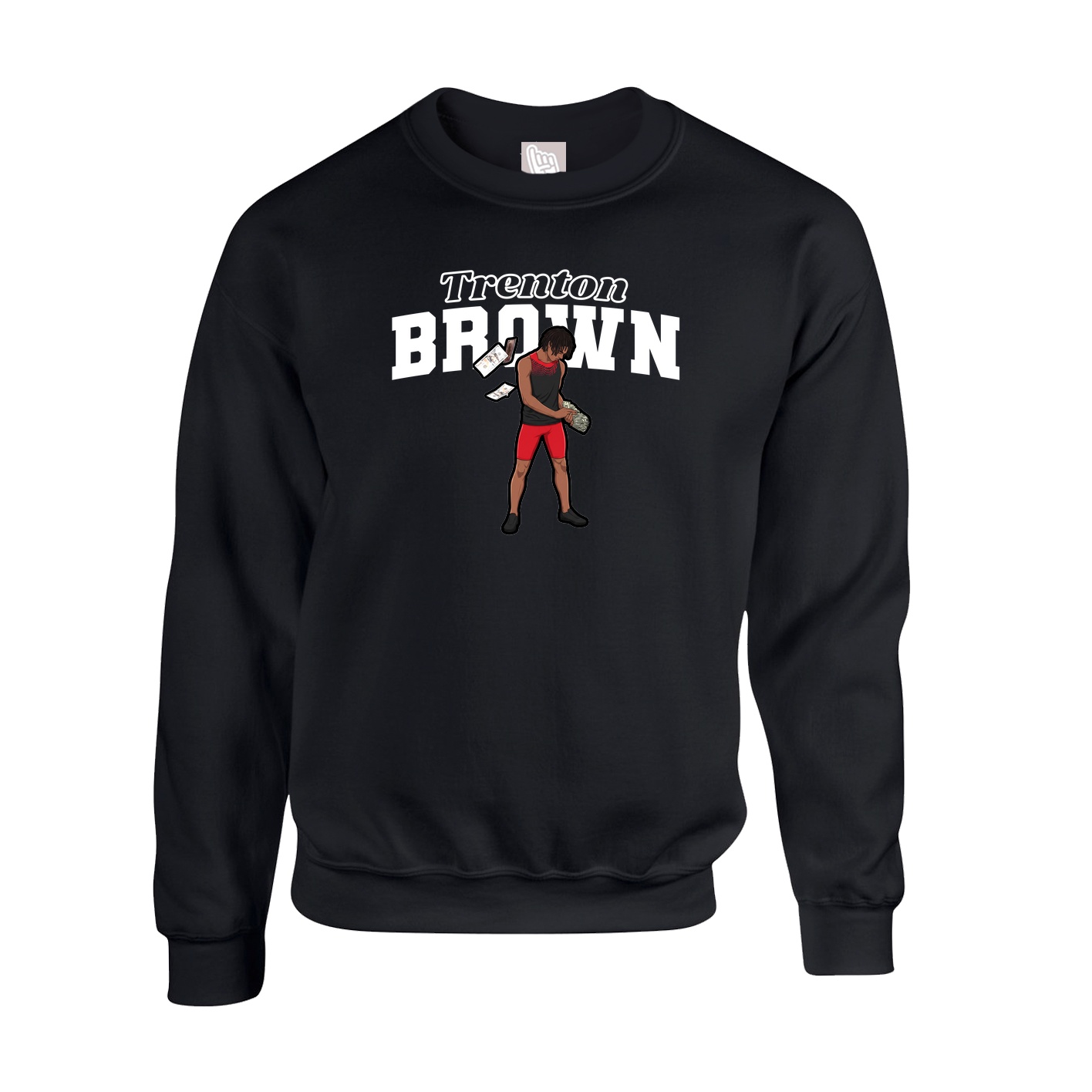 Fleece Crew — Name Arch in Black