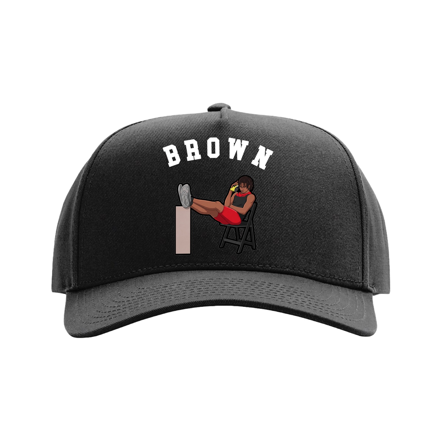 Full Fabric Five-Panel Champ Cap — Shirsey Arch in Black
