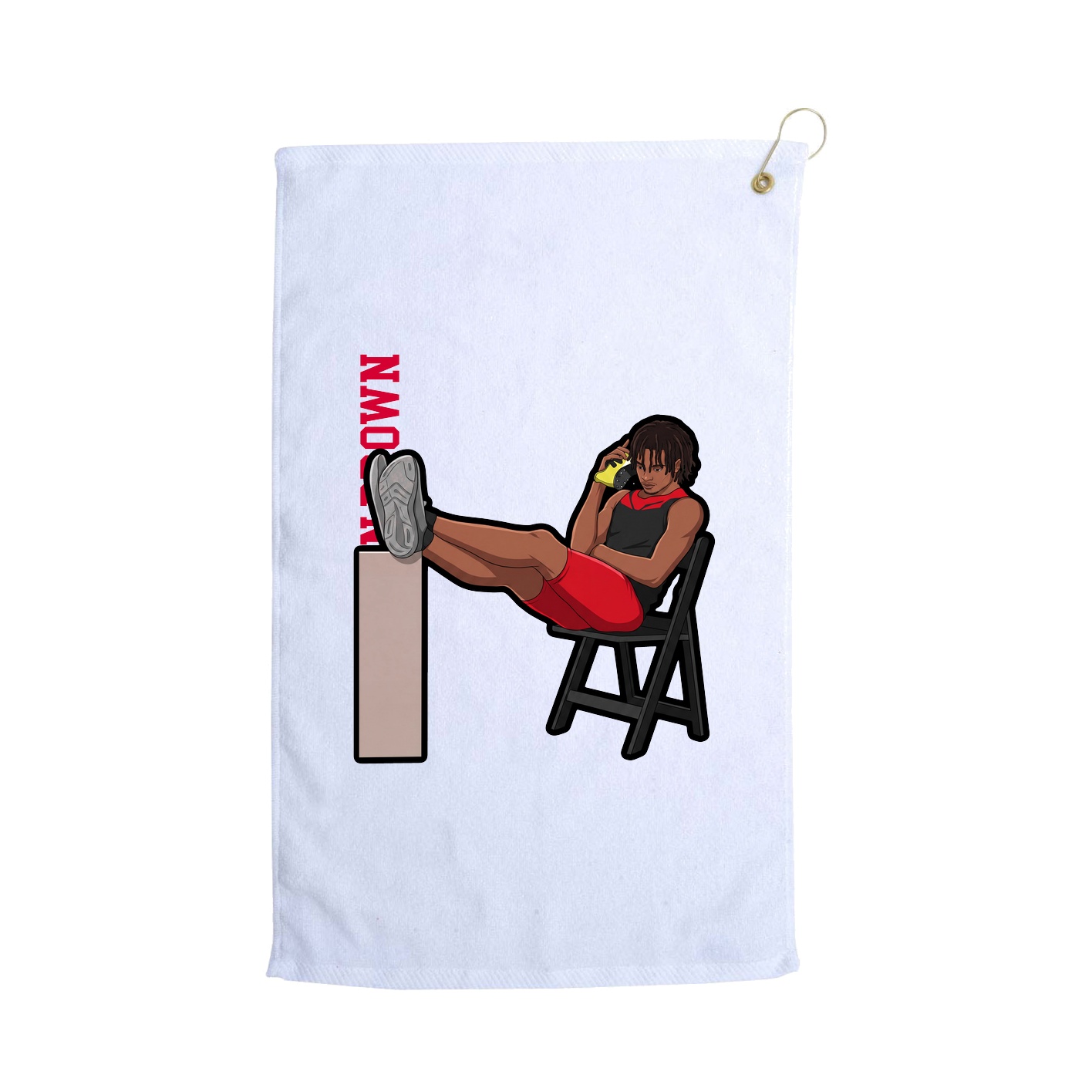 Golf Towel — Name Vertical in White