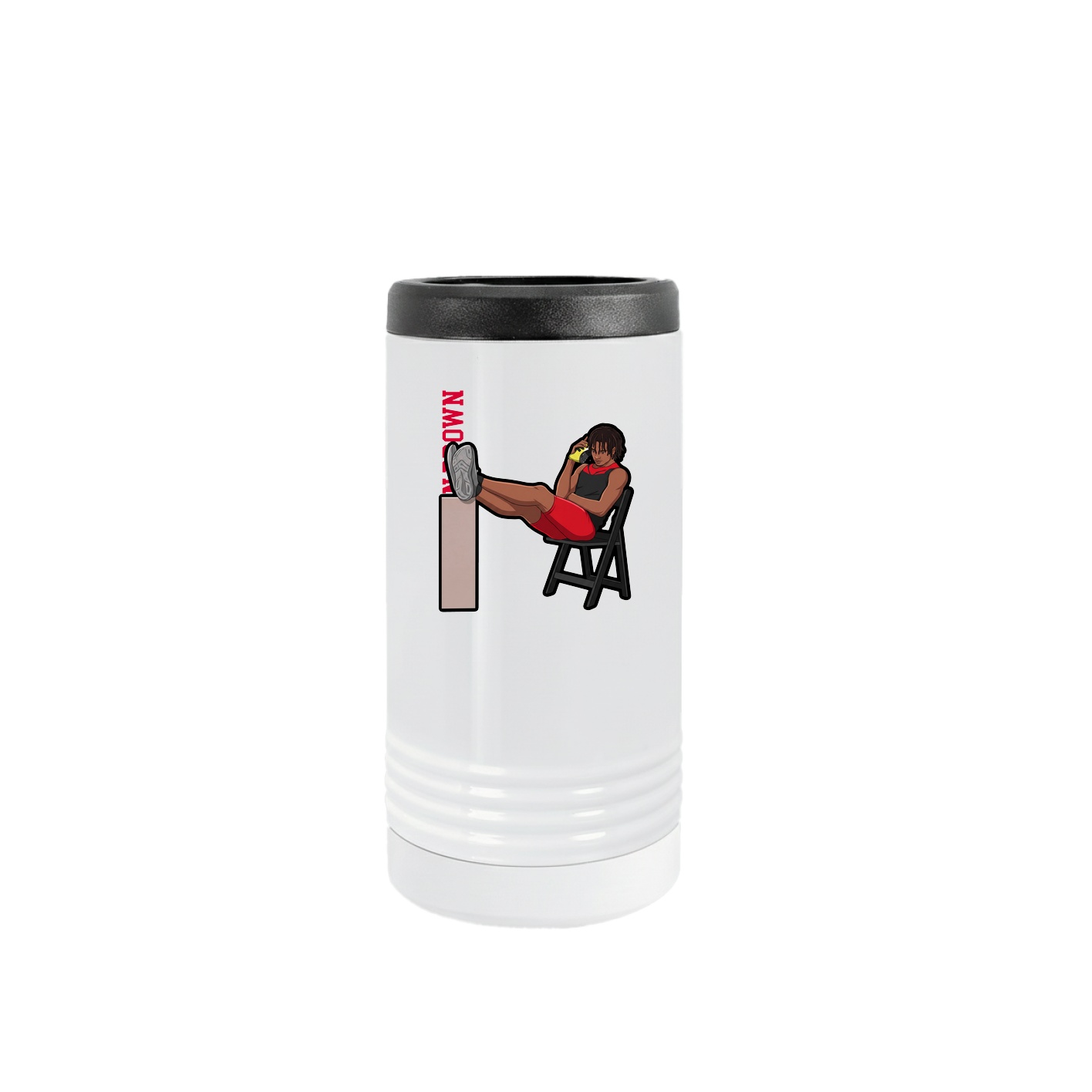 Slim Beverage Holder — Name Vertical in White