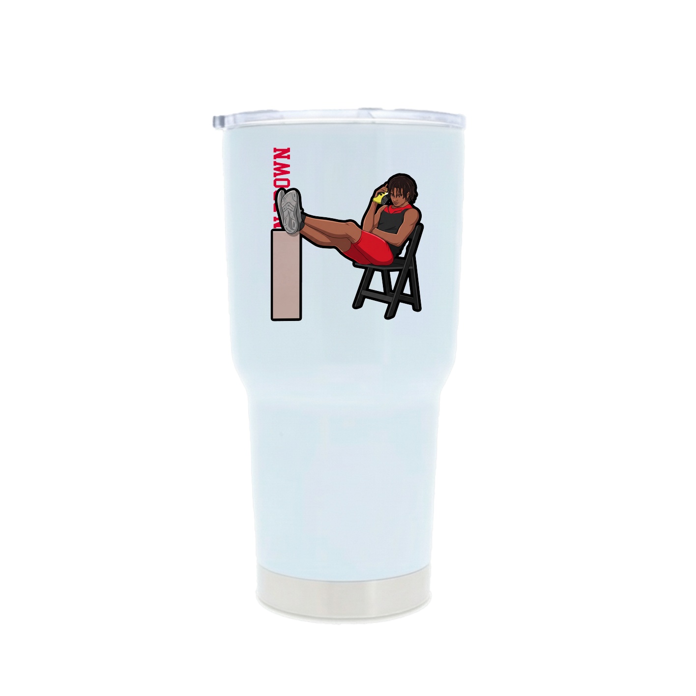 30oz Stainless Steel Tumbler — Name Vertical in White