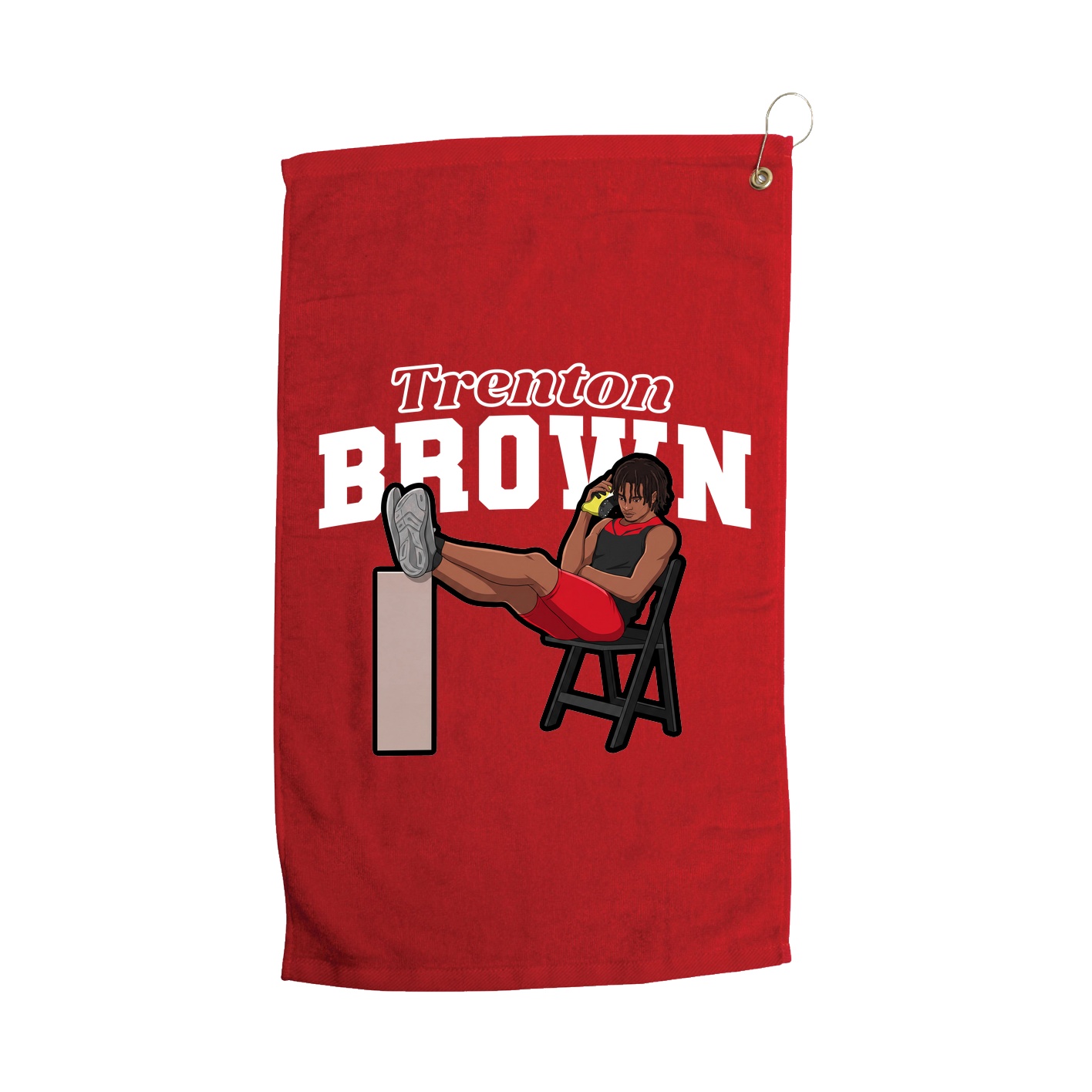 Golf Towel — Name Arch in Red