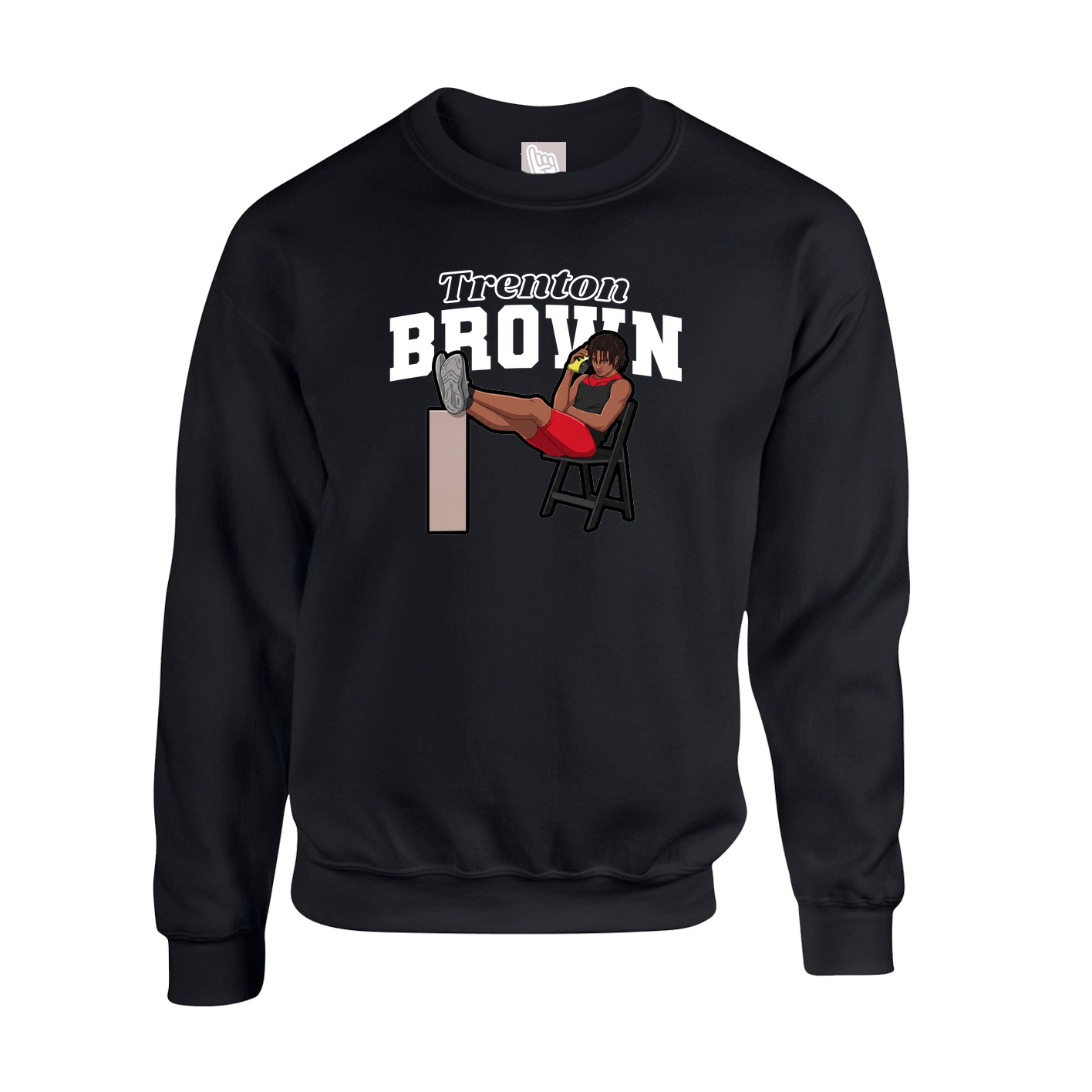 Fleece Crew — Name Arch in Black