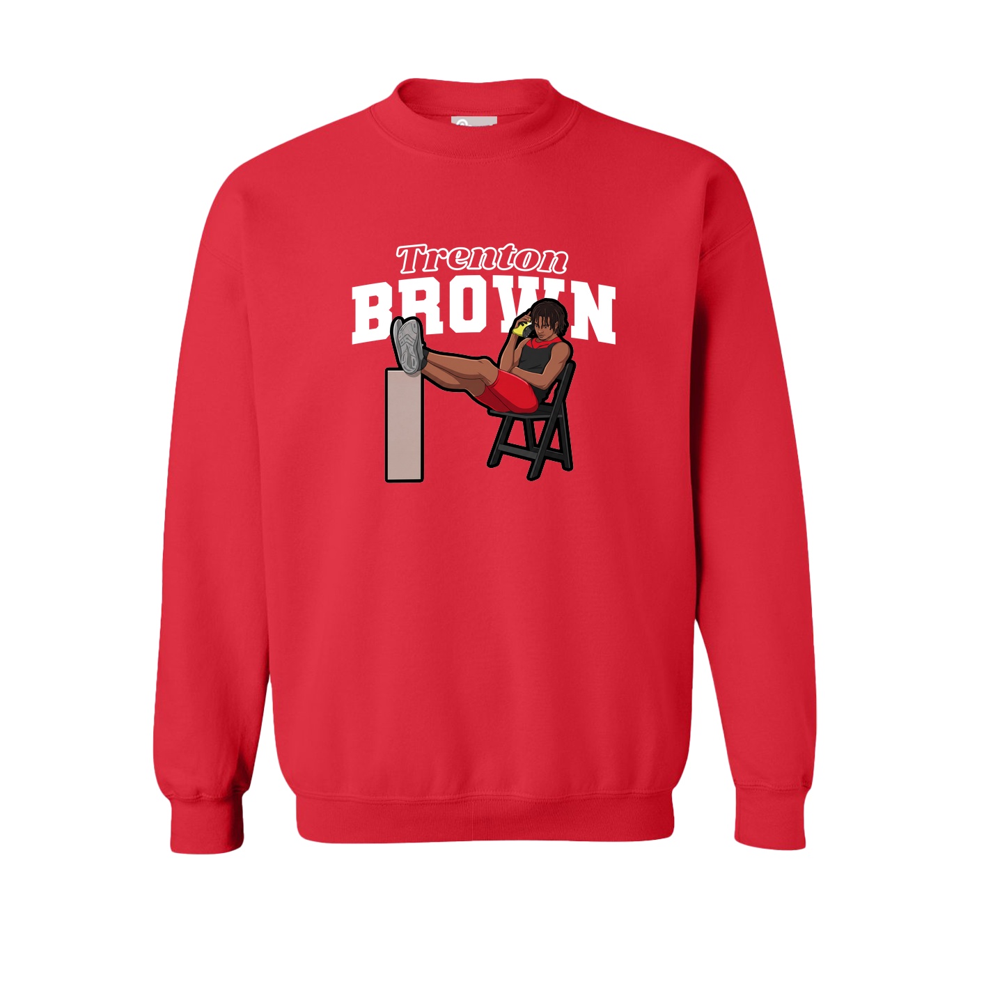 Fleece Crew — Name Arch in Red