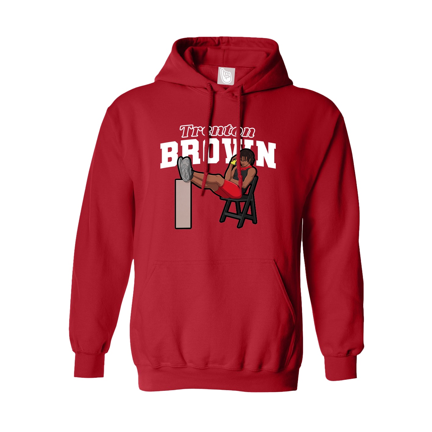 Youth Hoodie — Name Arch in Red