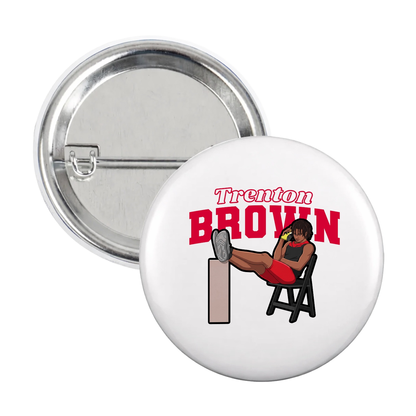 Game Day Button — Name Arch in White