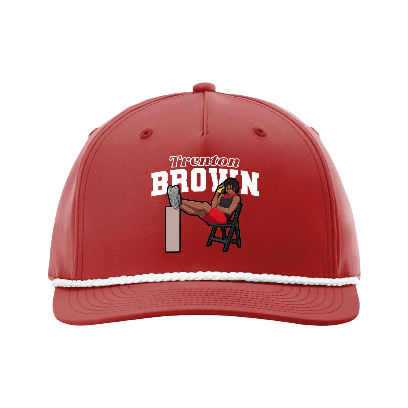 Five-Panel Classic Rope Cap — Name Arch in Red