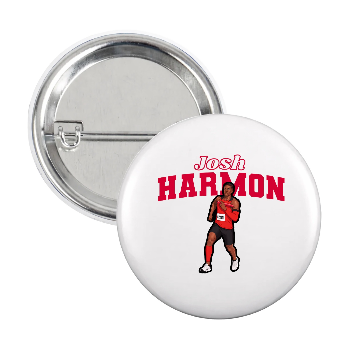 Game Day Button — Name Arch in White