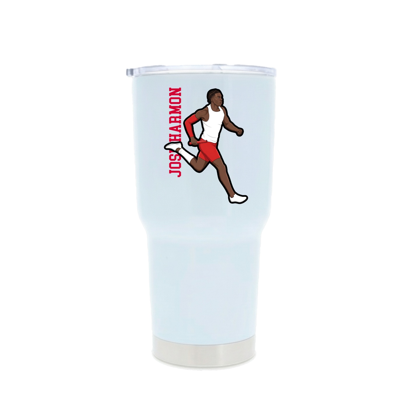 30oz Stainless Steel Tumbler — Name Vertical in White