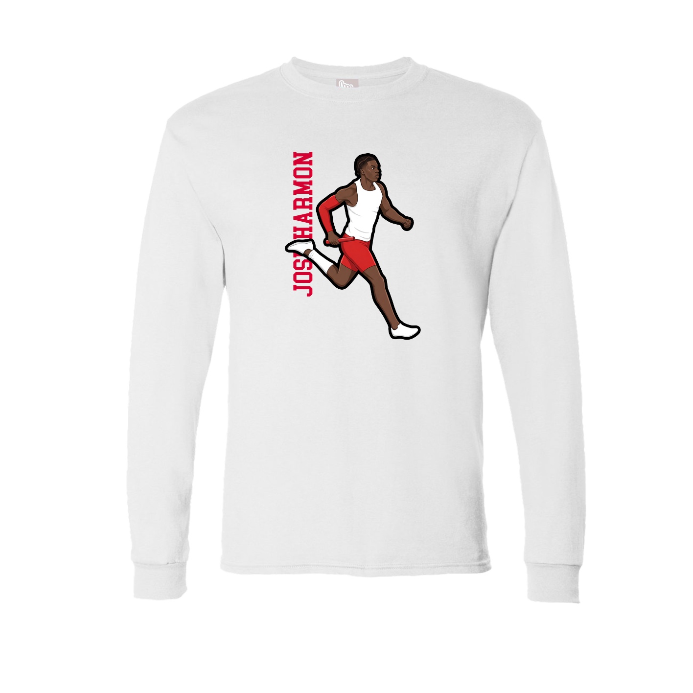 Long Sleeve Tee — Name Vertical in White