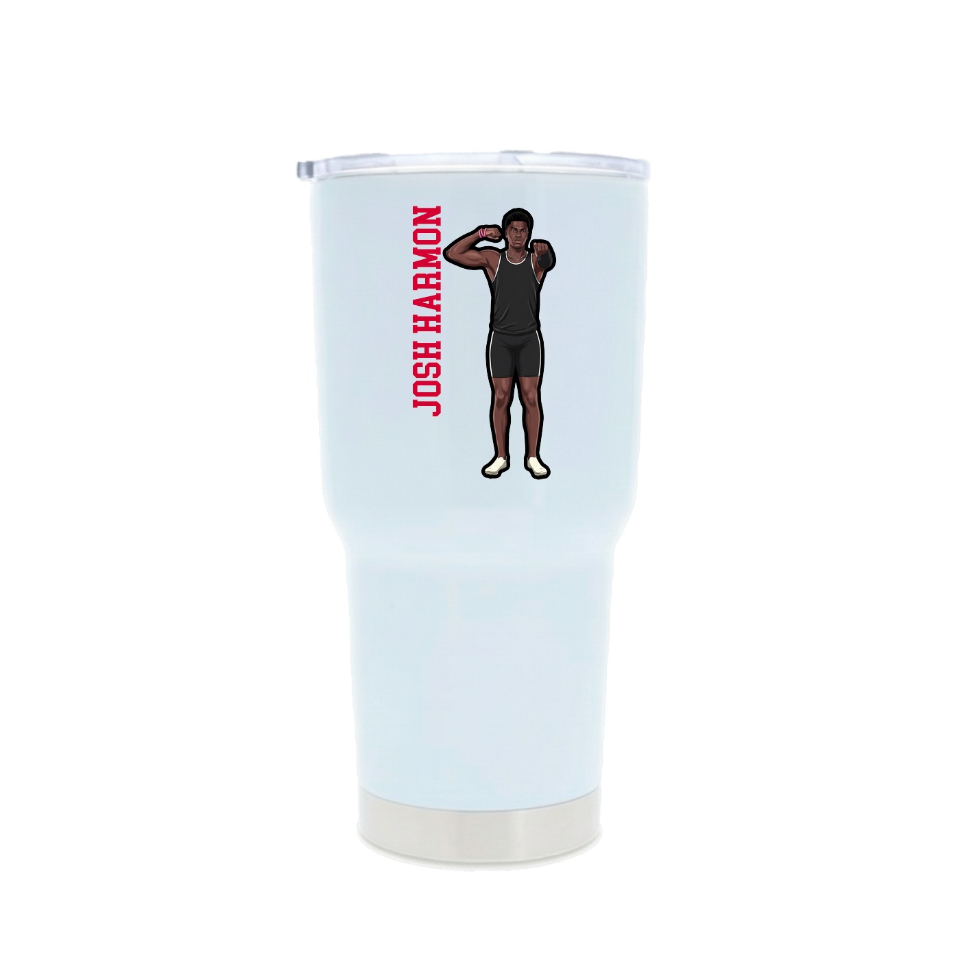 30oz Stainless Steel Tumbler — Name Vertical in White