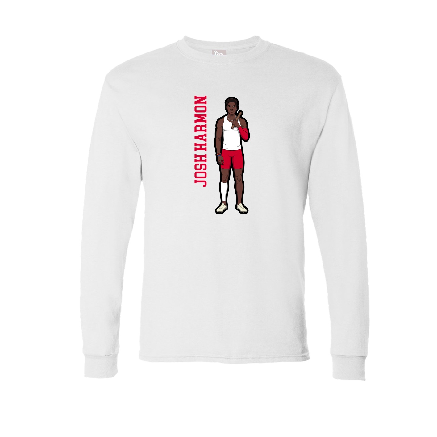 Long Sleeve Tee — Name Vertical in White