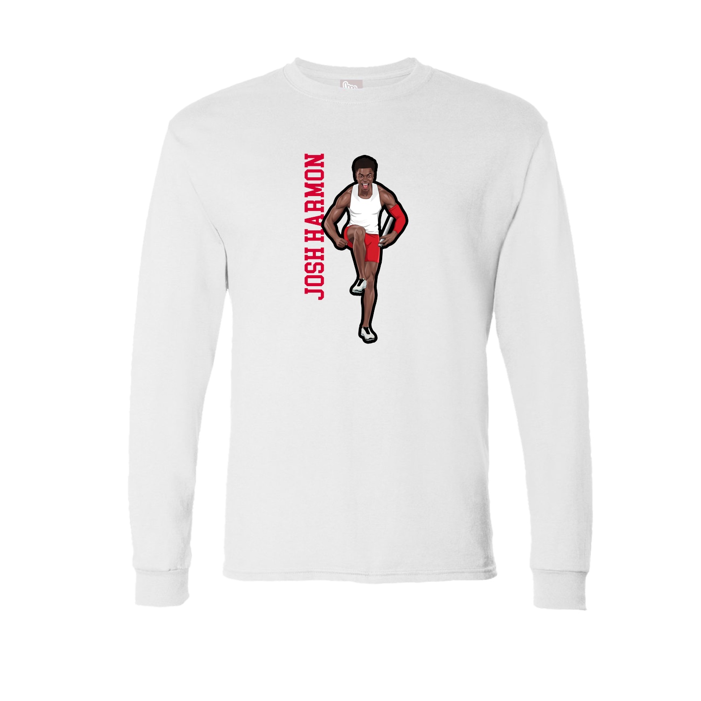 Long Sleeve Tee — Name Vertical in White