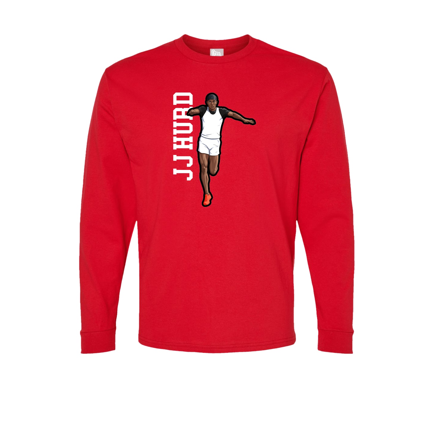 Long Sleeve Tee — Name Vertical in Red