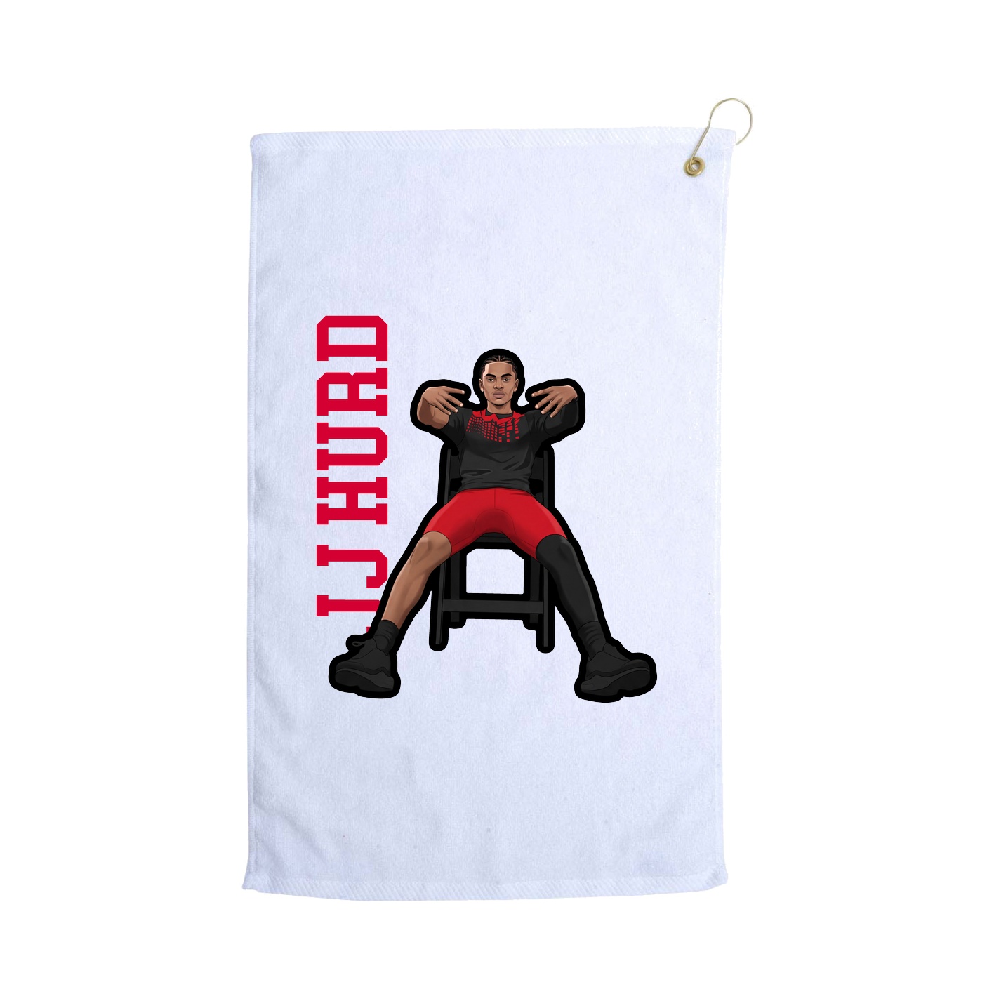 Golf Towel — Name Vertical in White