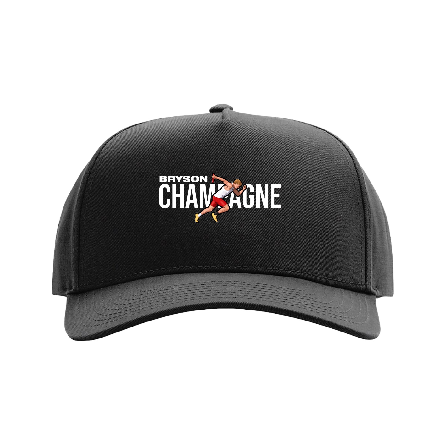 Full Fabric Five-Panel Champ Cap — Player Name in Black