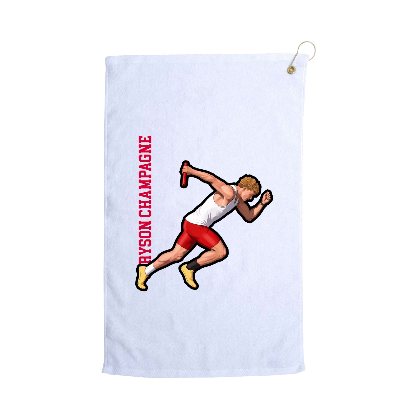 Golf Towel — Name Vertical in White