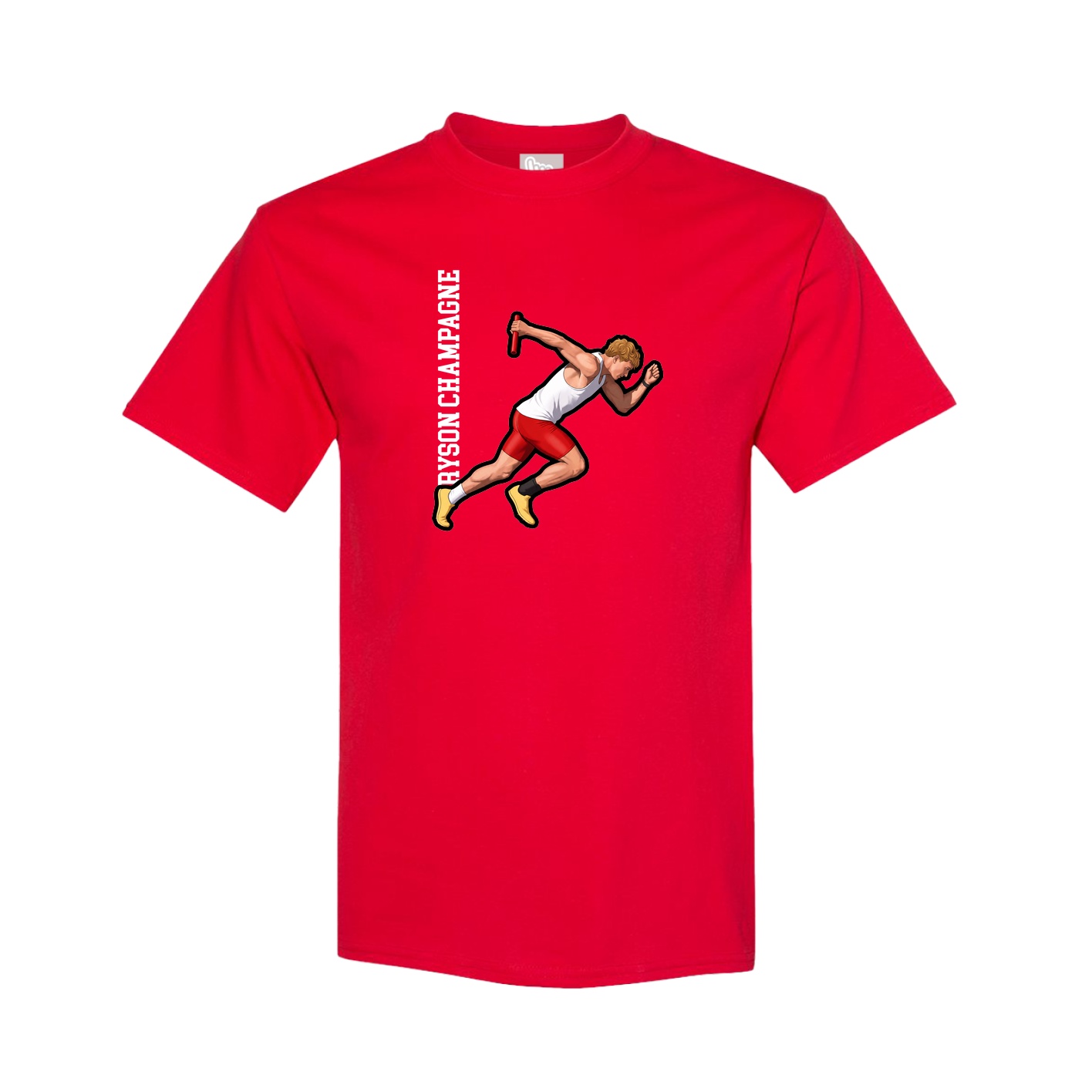 Tee — Name Vertical in Red