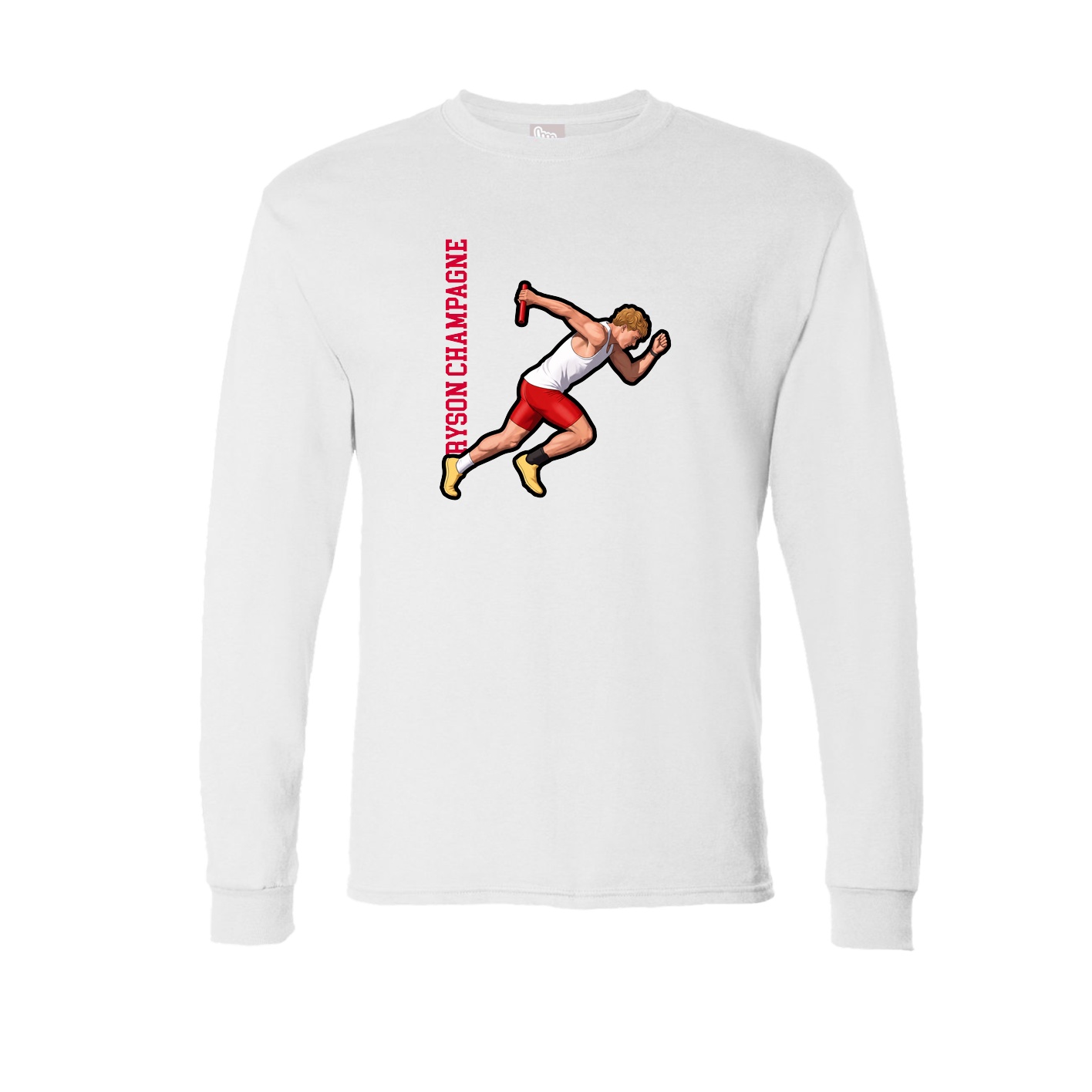 Long Sleeve Tee — Name Vertical in White