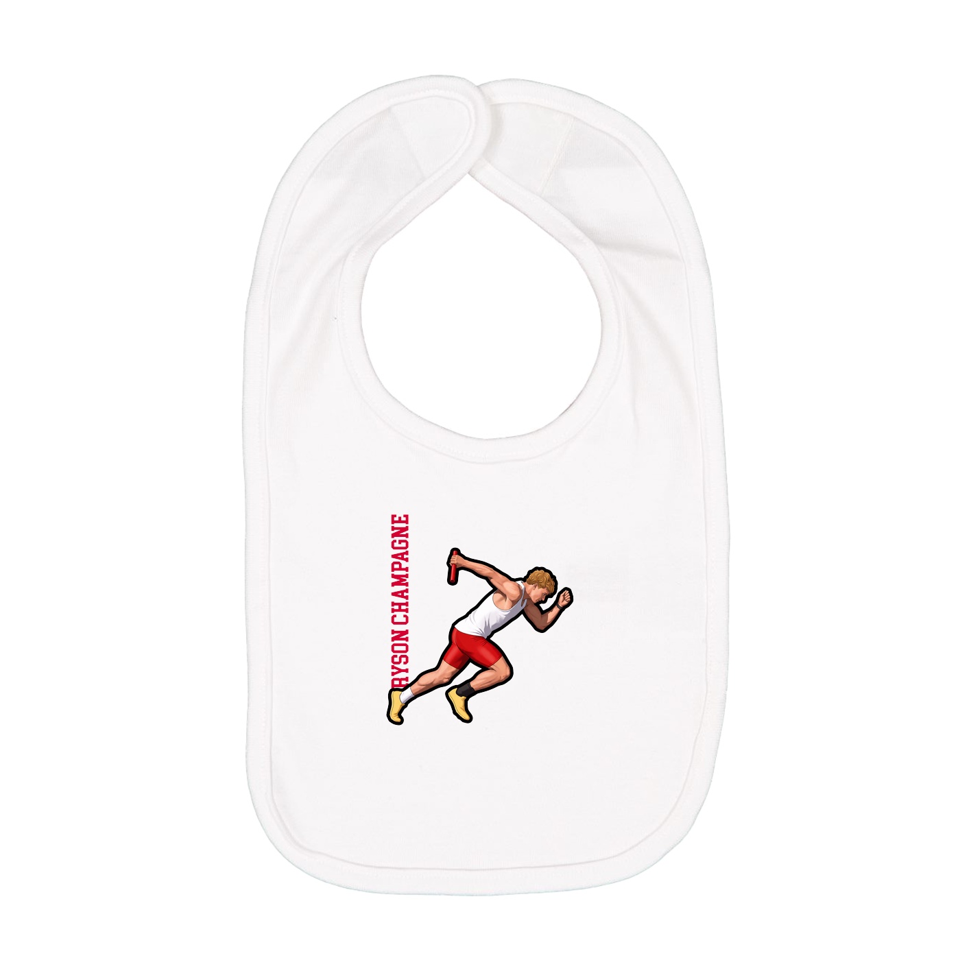 Infant Bib — Name Vertical in White
