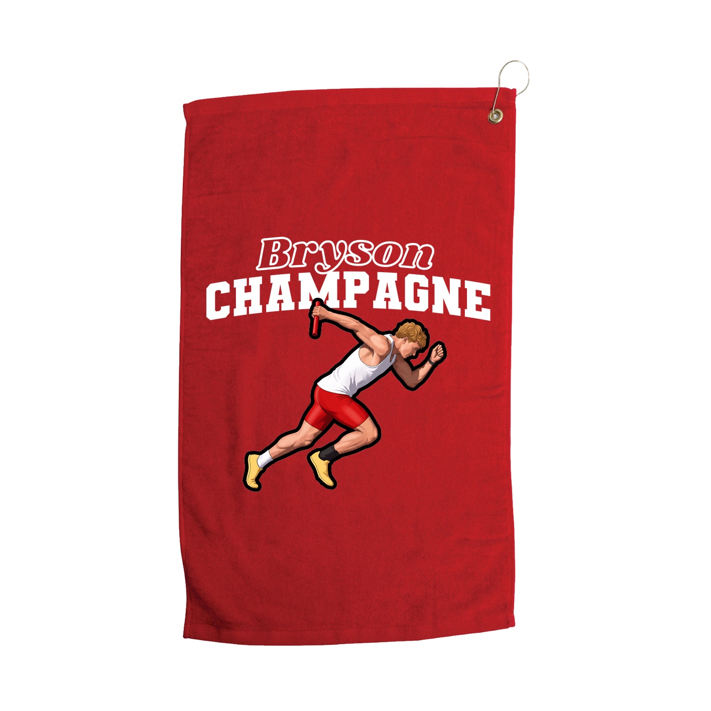 Golf Towel — Name Arch in Red