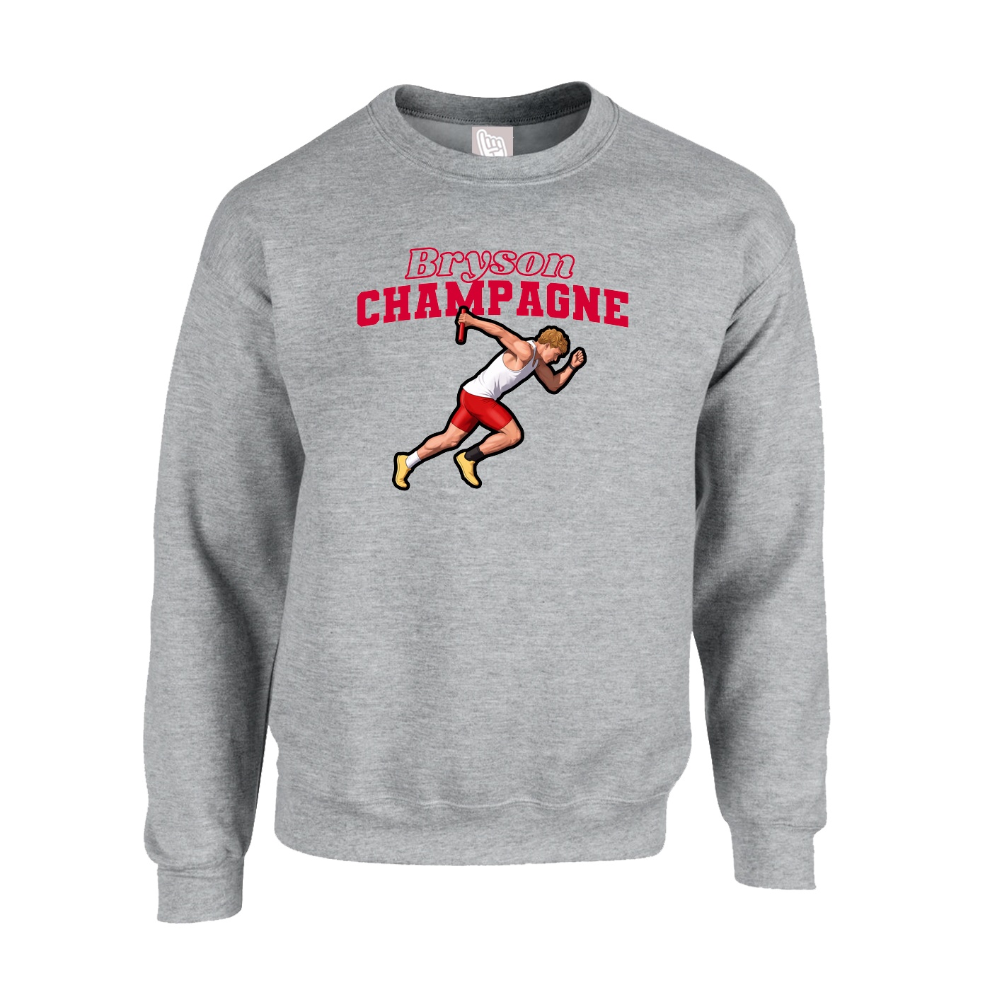 Fleece Crew — Name Arch in Grey