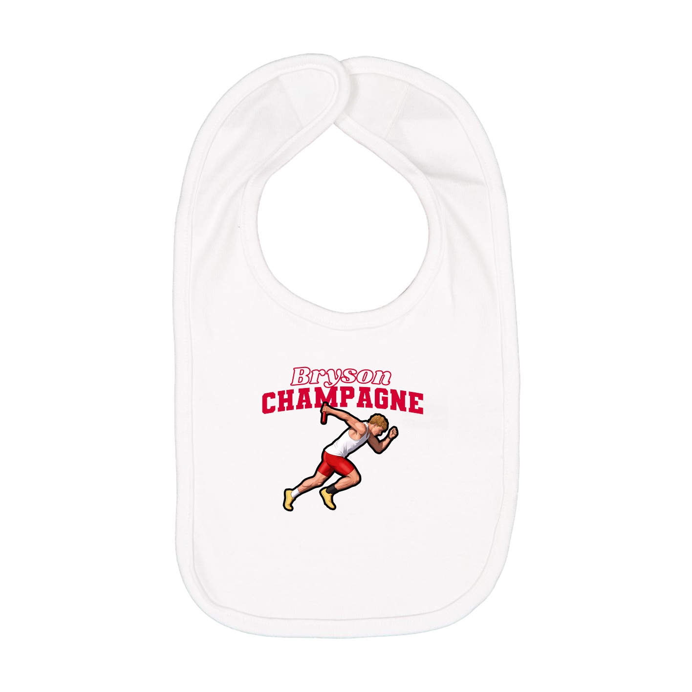 Infant Bib — Name Arch in White