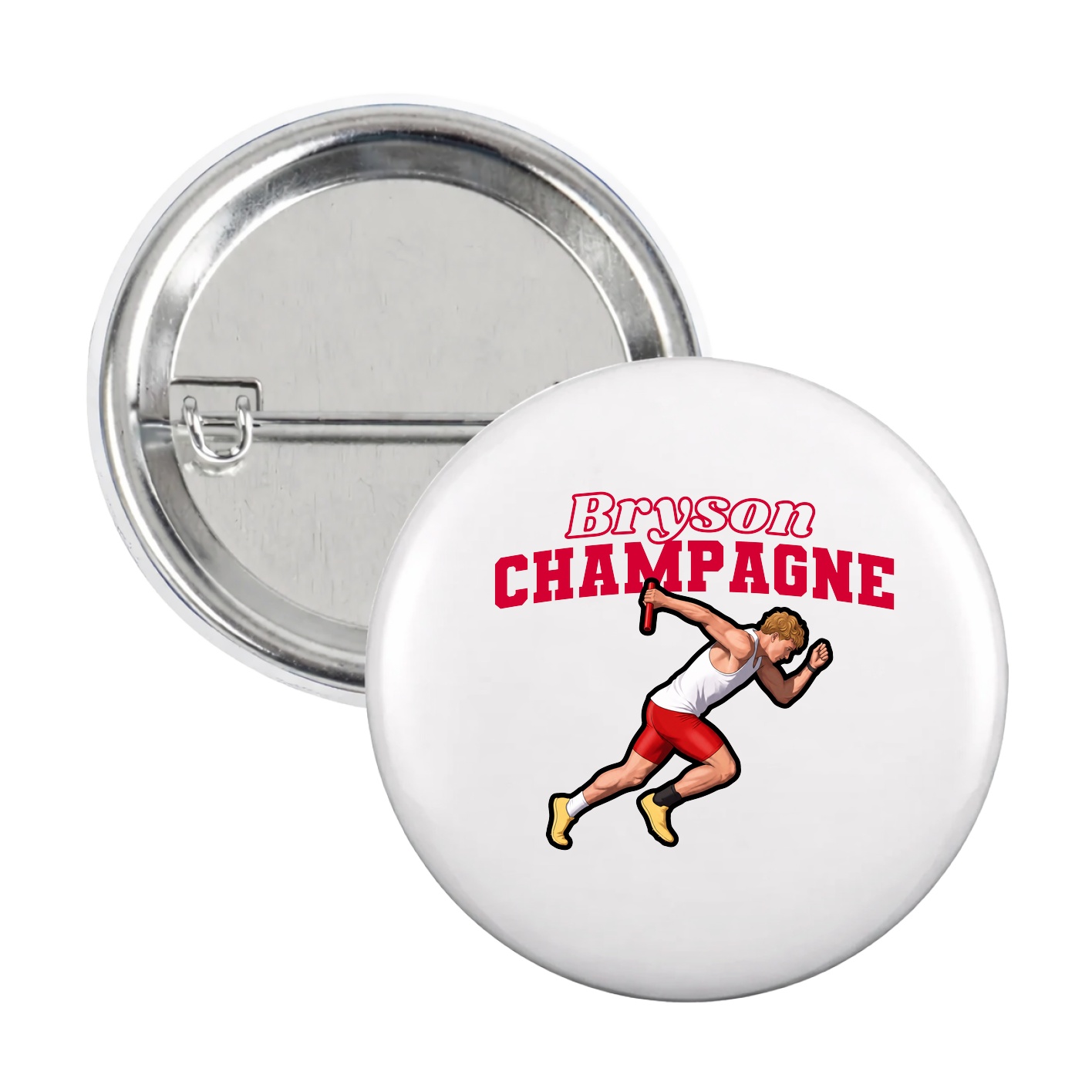 Game Day Button — Name Arch in White