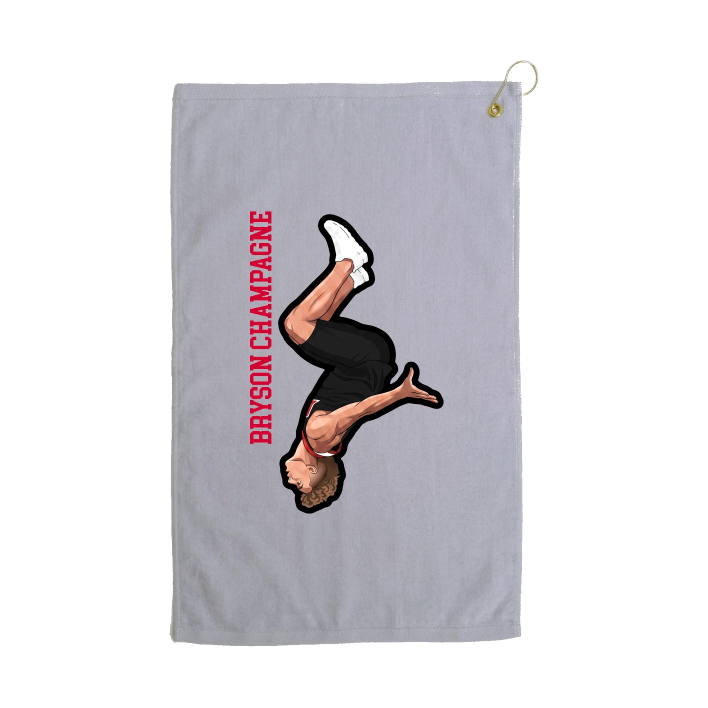 Golf Towel — Name Vertical in Grey