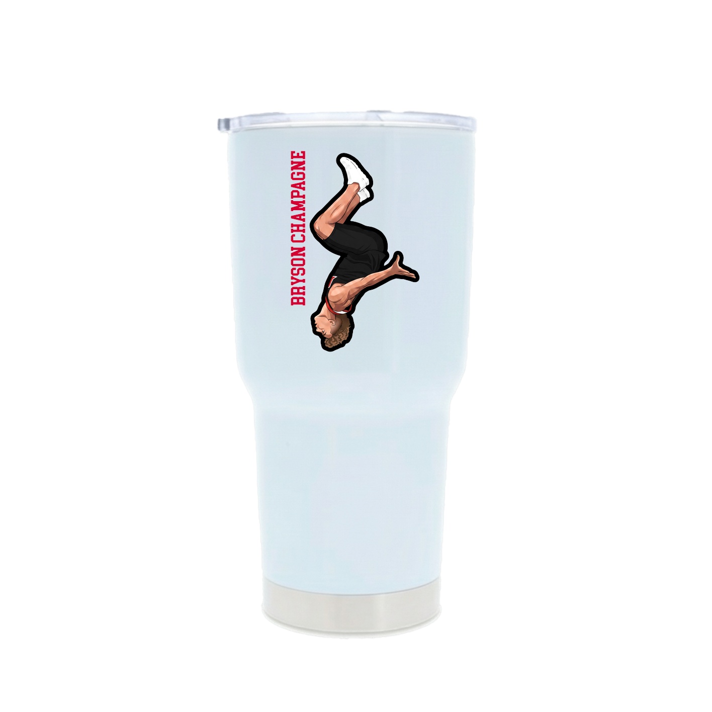 30oz Stainless Steel Tumbler — Name Vertical in White