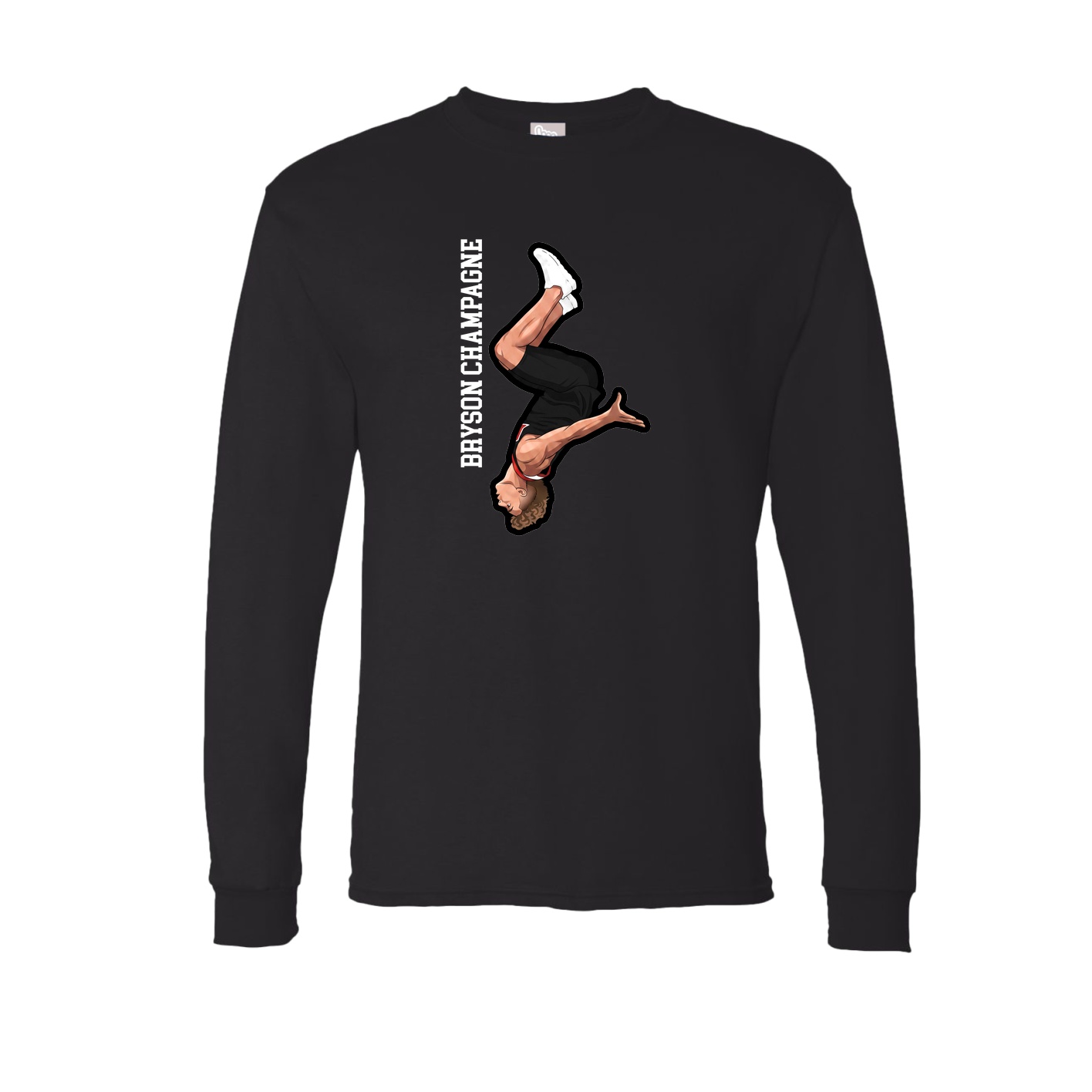 Long Sleeve Tee — Name Vertical in Black