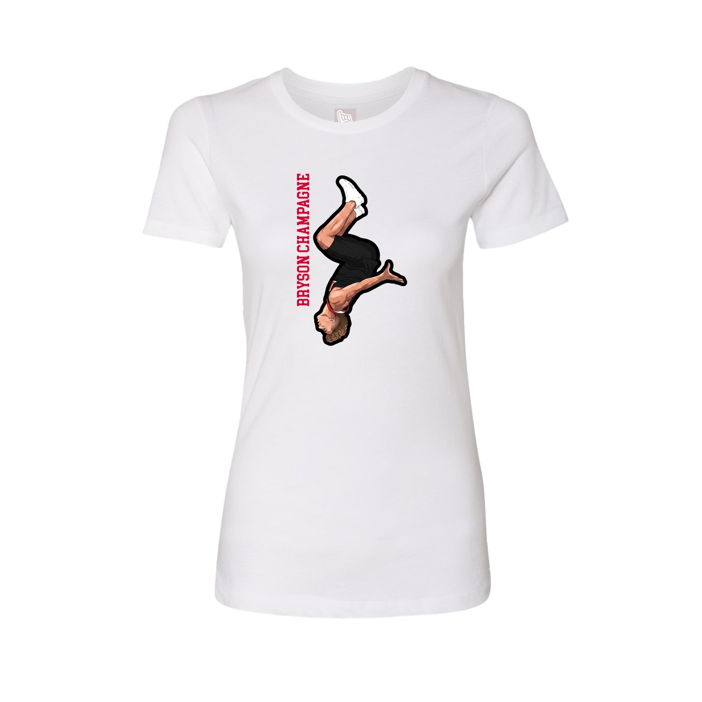Womens Tee — Name Vertical in White