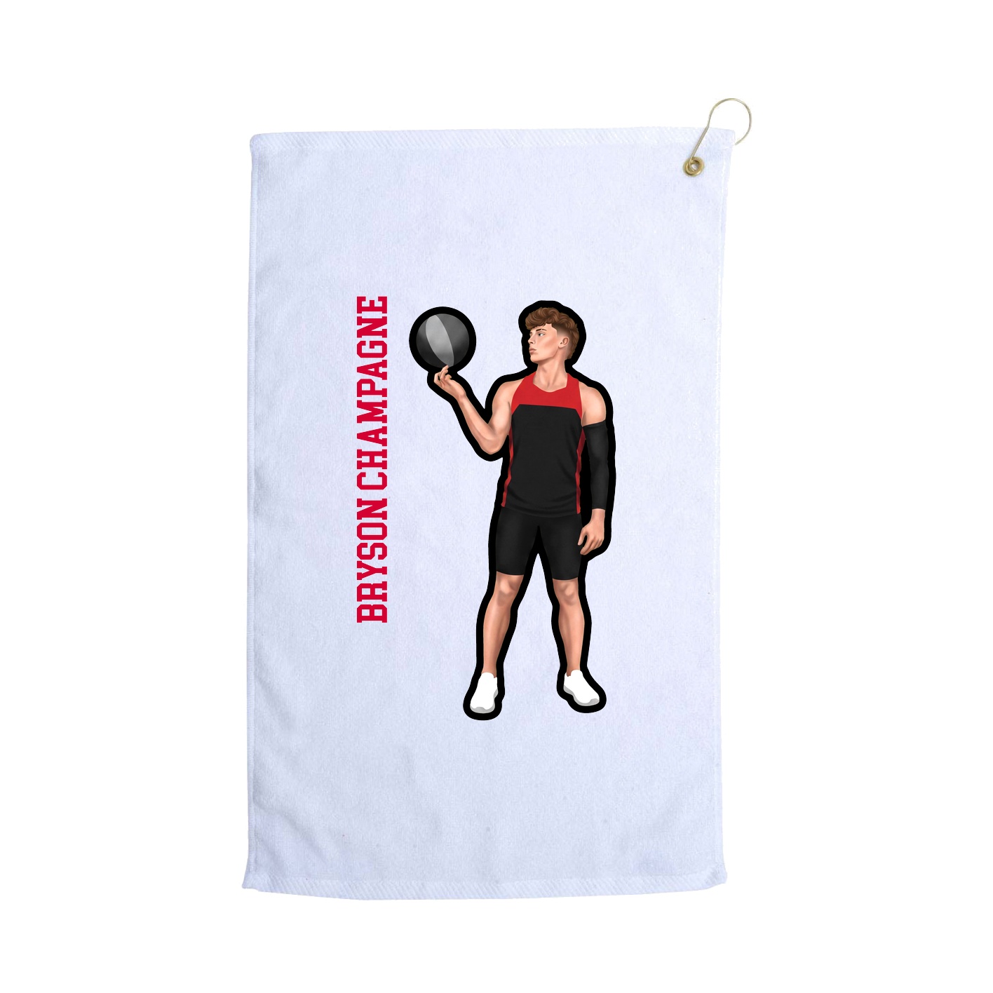 Golf Towel — Name Vertical in White