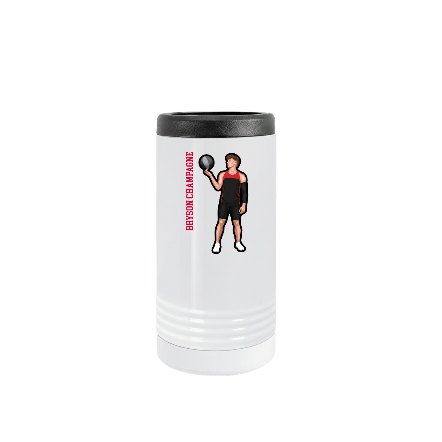 Slim Beverage Holder — Name Vertical in White