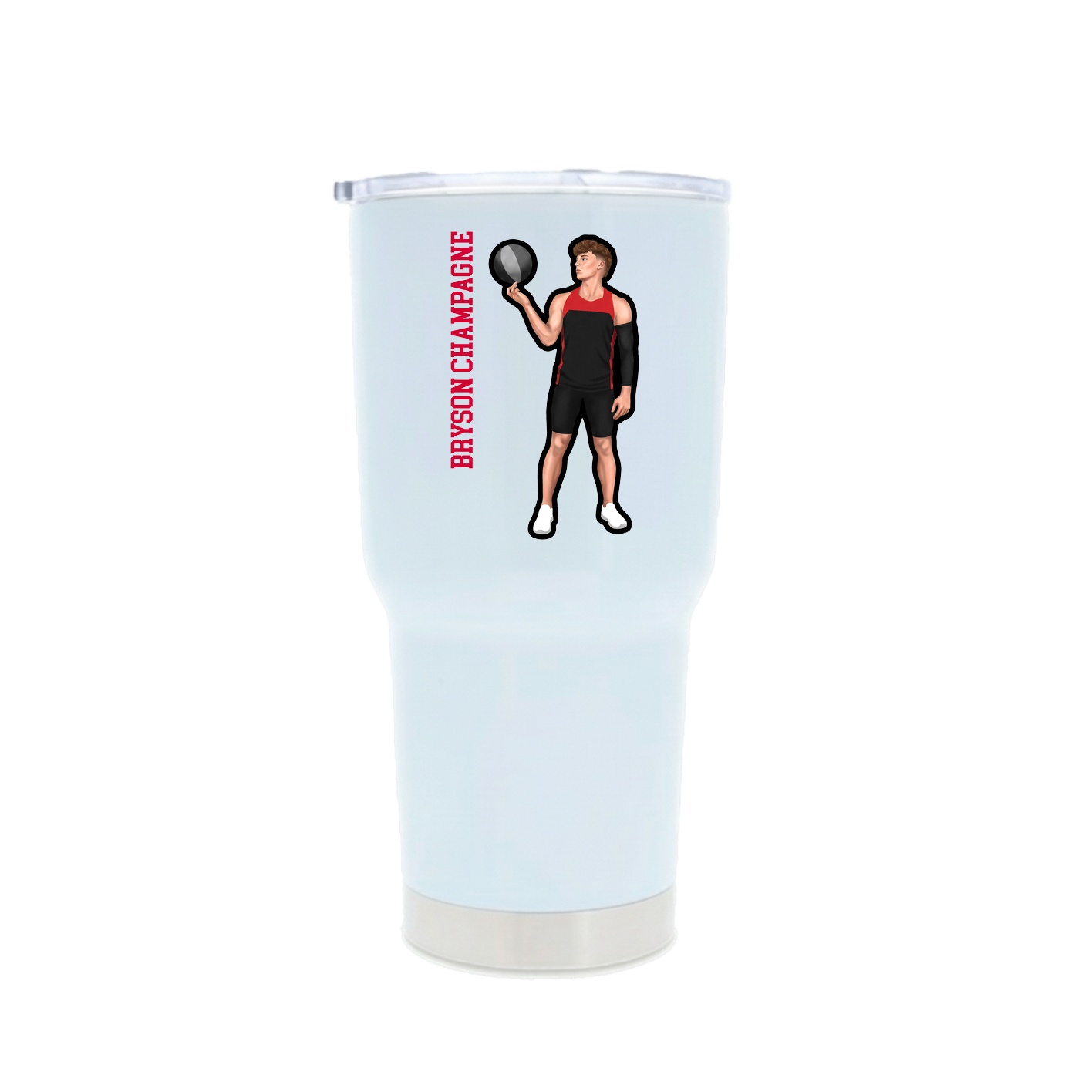 30oz Stainless Steel Tumbler — Name Vertical in White